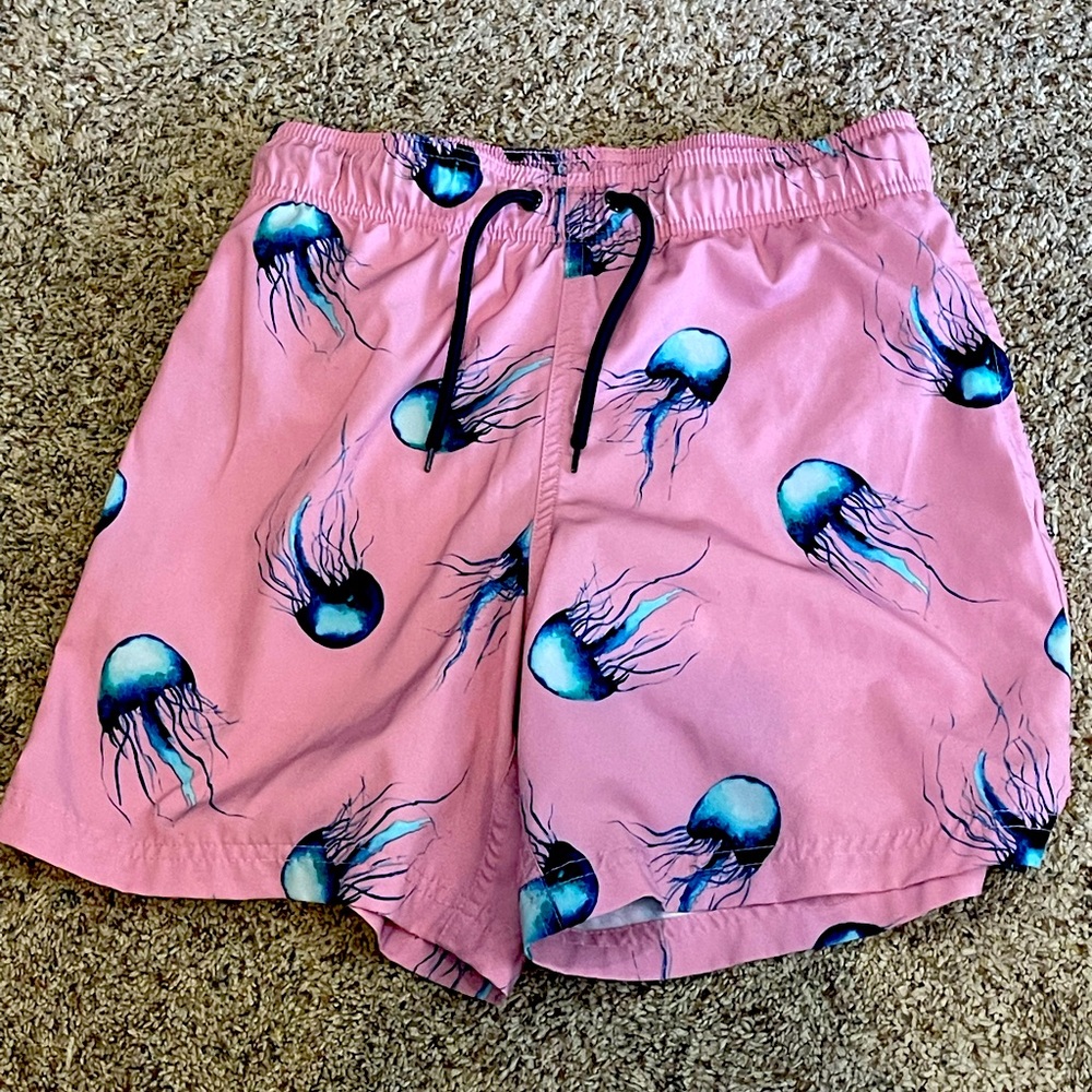 Men’s small pink jellyfish swim trunks